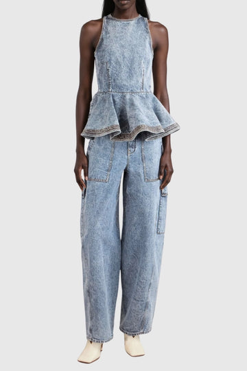 Giosetta Denim Ruffle Top