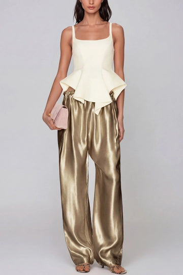 Haraldur Rope Satin Pants In Antique Gold