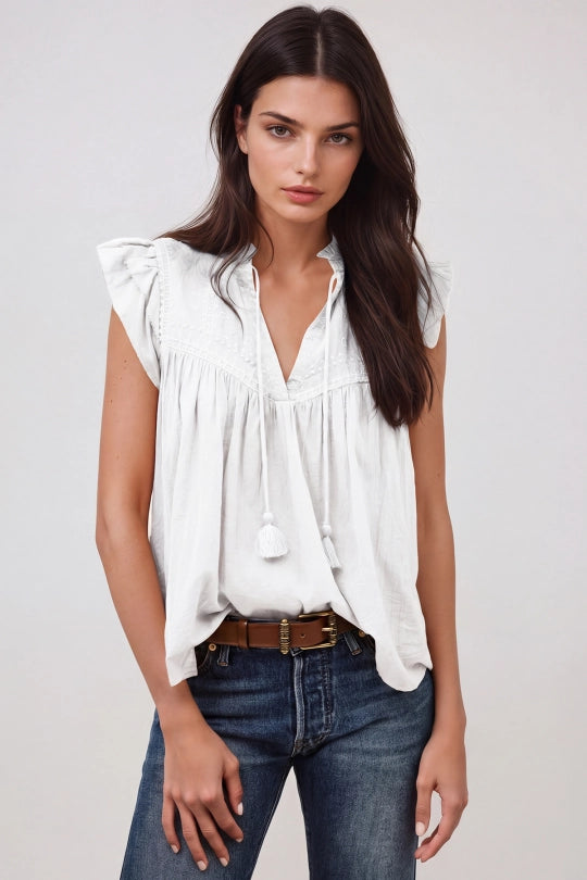 Hermogenes Ruch Embroidered Top In White