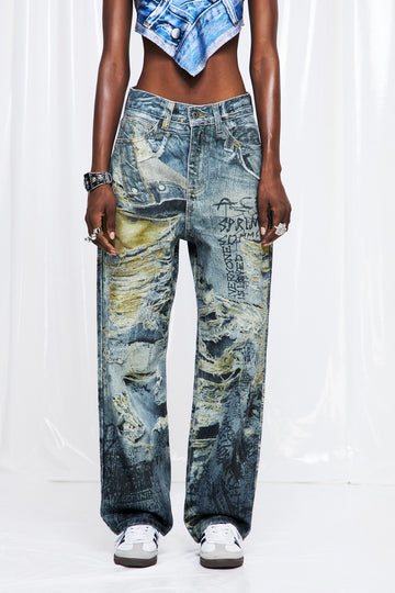Ifigeneia Ripped Print Jeans