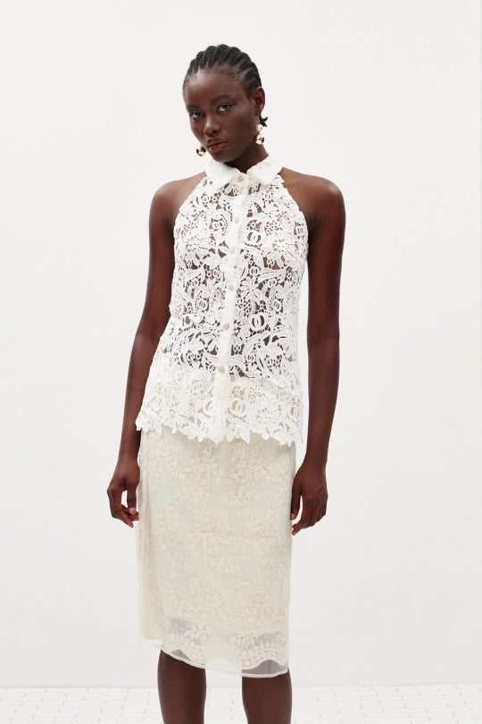 Ildefonso Sleeveless Lace Shirt