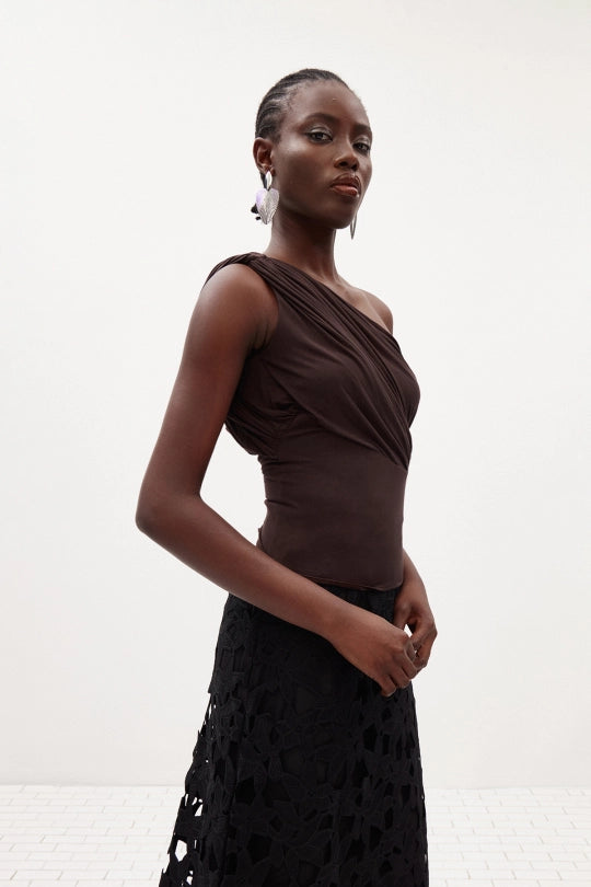 Illiam One Shoulder Draped Top