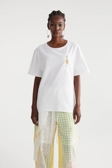 Imaan Lace Up Zipper Top In White
