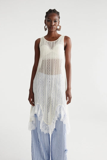Imad Sleeveless Lace Ruffle Top