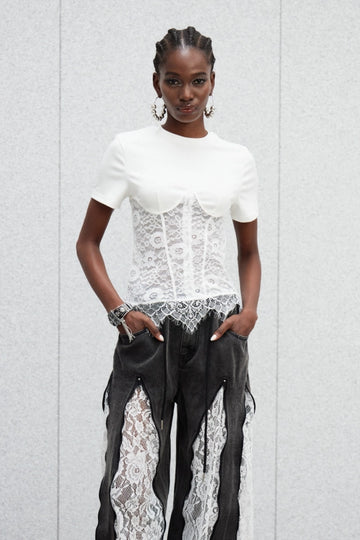 Immaculata Corset Lace Top In White