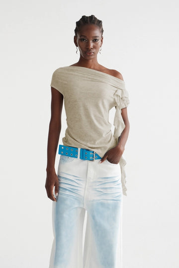 Imri Ruffle Fringe Top In Khaki