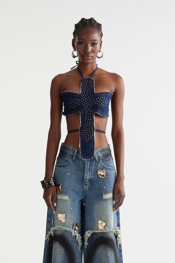 Inayatullah Studded Backless Top