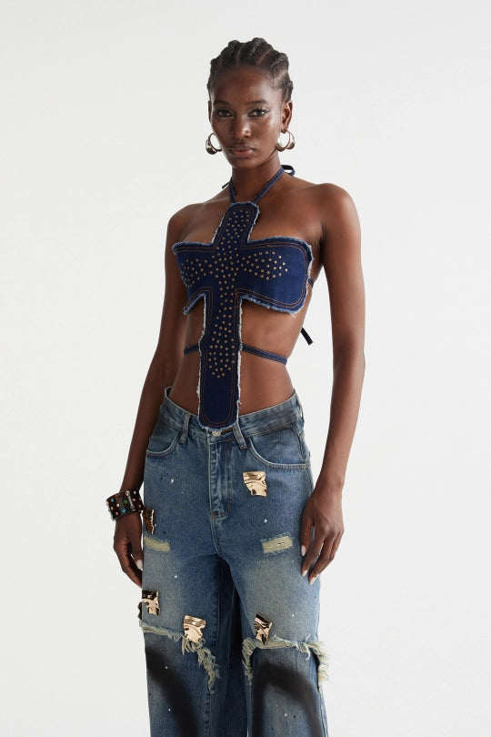 Inayatullah Studded Backless Top