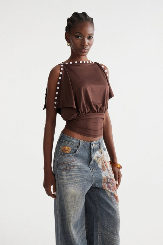 Indika Button Draped Top