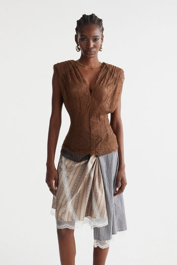 Ines V Neck Lace Top