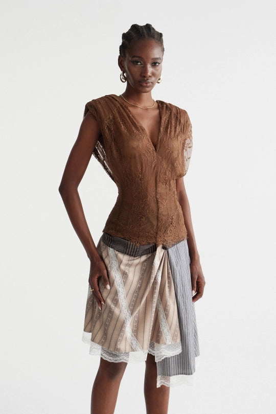 Ines V Neck Lace Top