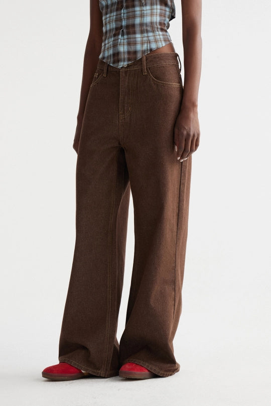 Ingi Wide Leg Jeans In Brown