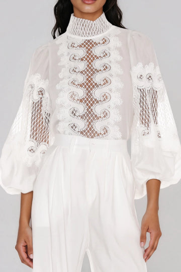 Into Lace High Neck Mesh Top