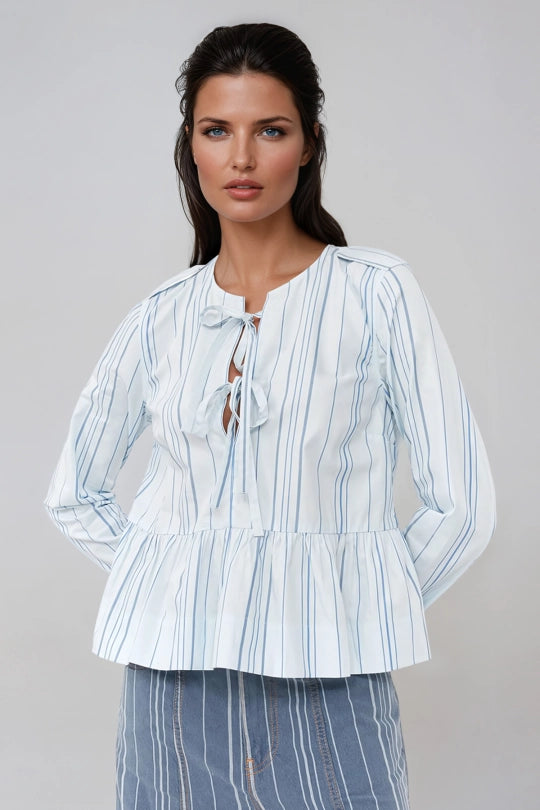 Jaycee Stripe Tie Up Top