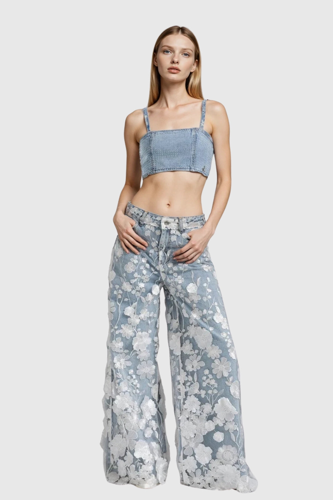 Judith Flower Embroidered Jeans