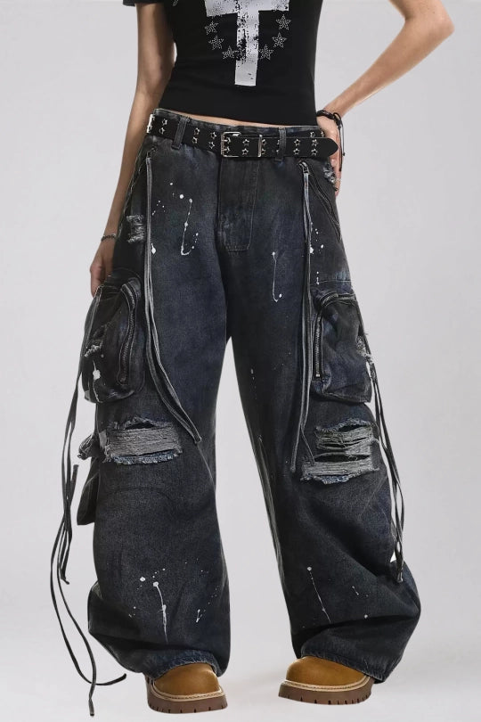 Kainda Splattered Cargo Jeans