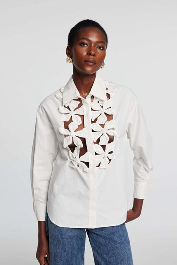 Kira Cutout Flower Long Sleeves Top