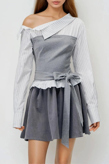 Wail One Shoulder Stripe Tie Up Top