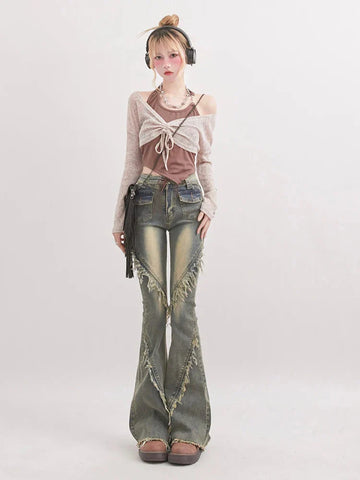 Y2K Grunge Flare Jeans