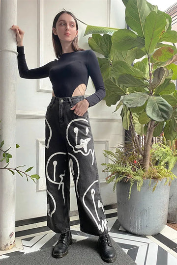 Y2K Smiley Jeans