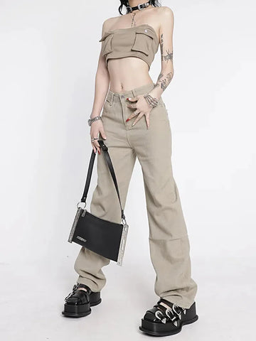 Jean taille haute Y2K Star Pockets