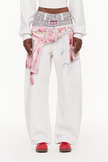 Famke Deconstruct Asymmetric Print Baggy Jeans